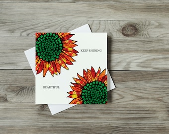 Sunflower Afrocentric Birthday Card,Ankara, Affirmation,African Print Inspired,Black Greeting Card,Diverse Cards, Ethnic Cards,Black Cards