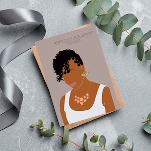 Black Woman Birthday Card, Black Queen Birthday Card, Black Girl Birthday Card, Mixed Race Woman,Ethnic Card, Black Greeting Card