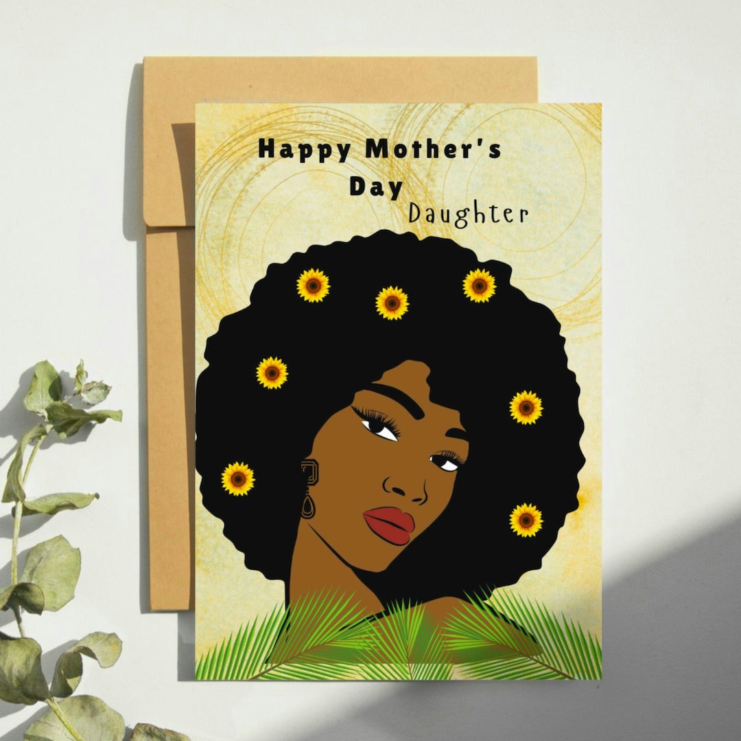 Black Mother's Day Card. Daughter Black Woman Card, Black Mum. Black ...
