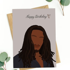 Carte de voeux de joyeux anniversaire homme noir avec dreadlocks. Carte papa noir, cartes de voeux noires, fils/maris noirs, frère noir image 1