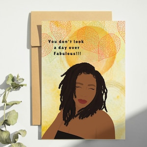 Happy Birthday Black Woman With Dreadlocks Greeting Card, Black Girl Birthday, Afro, Diverse, Melanin, Afro Caribbean Card, Black Birthday