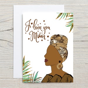 Black Mother's Day Card. Black Woman Card, Black Mum. Love You Mum Card ...