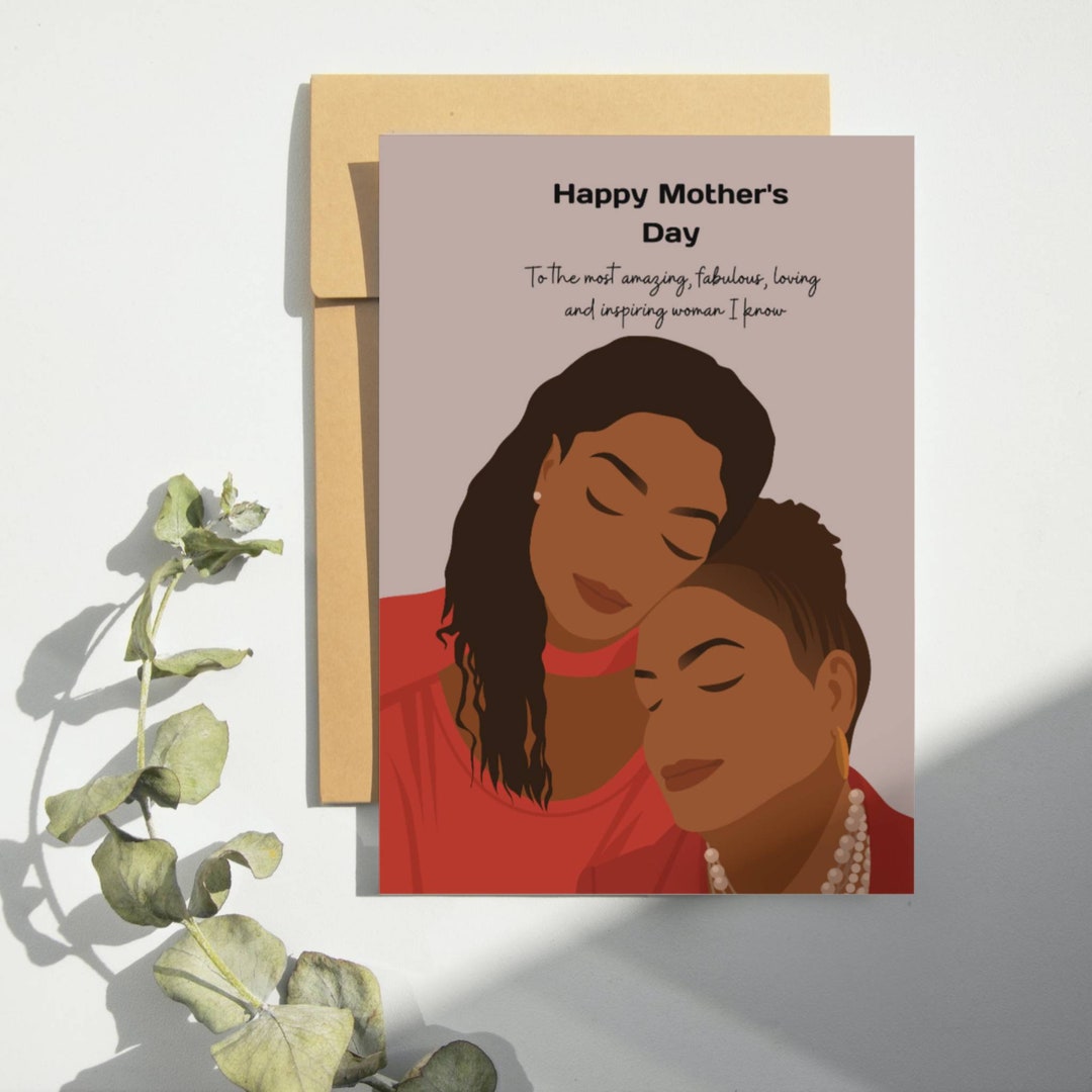 Black Mother and Adult Daughter Mother's Day Card. Black Woman Card ...