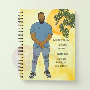 A5 Black Man Wire Ruled Notebook, I Am Worthy, Affirmation Man Notepad, Black Stationery, Note Taking Pad, Journalling, Melanin