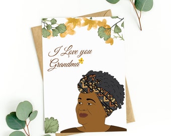 Carte d'anniversaire femme noire, grand-mère, carte de fête des mères, carte de voeux afrocentrique, carte de voeux noire, carte personnes noires, carte diversifiée