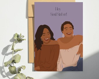 Carte de vœux de l’âme sœur de l’amitié des femmes noires, de la douce amitié, de la carte d’anniversaire de la femme noire, de la carte de vœux des personnes noires