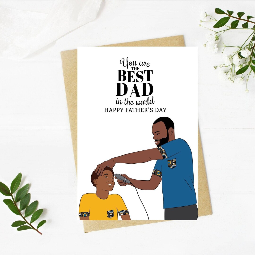 Black Father's Day Black Dad and Son Black Greeting Etsy