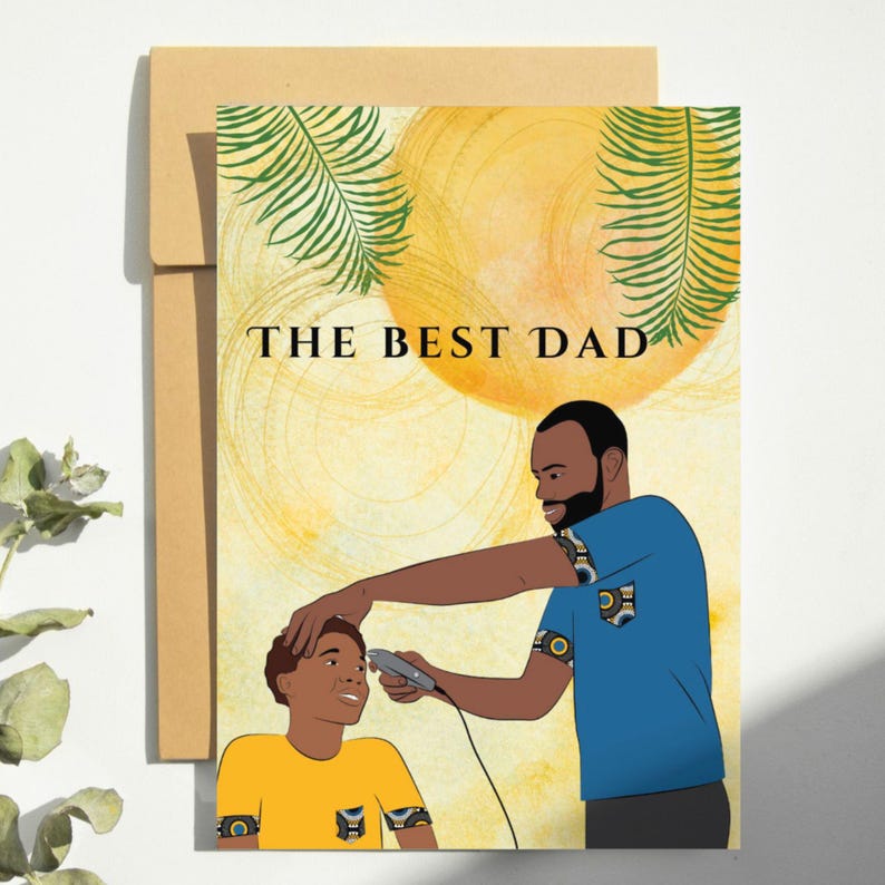 Black Happy Father's Day, Black Dad and Son, Black Greeting Card, Like Father Like Son Card, Diverse Cards, Best Dad Card, Ethnic Cards Father's Day