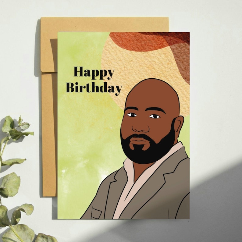 Black Man Birthday Card,Black Dad Bald Man Greeting Card, Black Greeting Cards, Diverse Cards, Afro Caribbean Man,