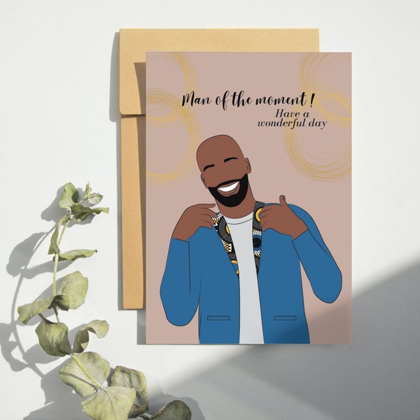 Black Fathers Day Card, Black Man Birthday Card. Black Male. Bald And Bearded, Son, Brother, Grandson,Black Dad Card, Black Greetings Cards