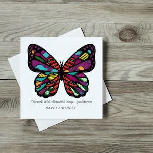 Carte d'anniversaire afrocentrique papillon, imprimé Ankara, inspiré d'imprimés africains, carte de voeux noire, cartes diverses, cartes ethniques, cartes noires image 1