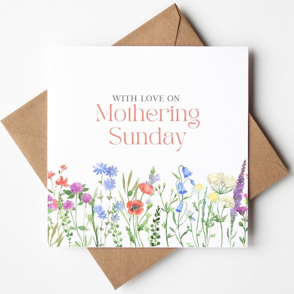 Wildflower Mother's Day Card, Botanical Cards, Floral Mum Card, Colourful Cards, Happy Mother's Day, Mothering Sunday Card, Cards For Mum