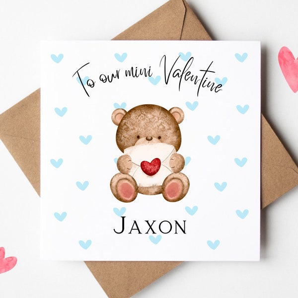 PERSONALISED Son Valentine Card, Babys First Valentines Day, Our Little Valentine Card, Teddy Bear Card, To Our Son Card, Grandson/Nephew