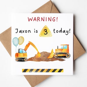 Carte d'anniversaire Digger, cartes d'âge nominatives personnalisées, anniversaire de construction, anniversaire de garçons, 1er 2e 3e 4e 5e, fils/frère/petit-fils/neveu