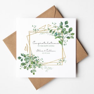 Personalised Eucalyptus Botanical Wedding Card, Wedding Day Card, To The Happy Couple, Mr & Mrs, Mr Mr, Mrs Mrs, Elegant Card, Just Married