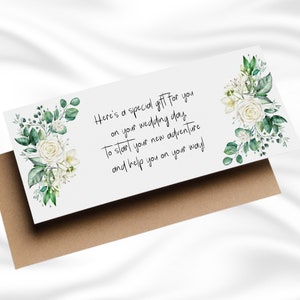 Carte cadeau de mariage botanique, fonds lune de miel, enveloppe en espèces, cadeau de mariage, carte de félicitations, carte-cadeau en argent, cadeau pour mariages