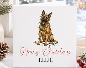 Personalised Belgian Malinois Christmas Card, Dog Lover Cards, Belgian Mali, Working Breed Dogs