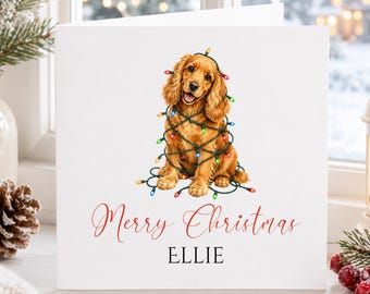 Personalised Cocker Spaniel Christmas Card, Dog Lover Cards, Spaniels, Gun Dogs
