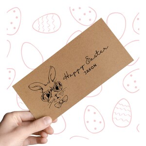 Enveloppe cadeau personnalisée avec nom lapin de Pâques, joyeuses Pâques, cadeaux pour enfants/adolescents, petits-enfants de Pâques, fils/fille/nièce/neveu