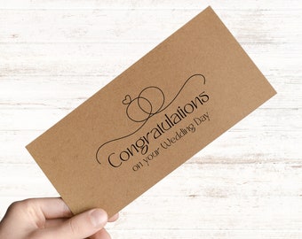 Congratulations On Your Wedding Day Money Gift Envelope, Just Married, Bride & Groom Present, Money Holder, Monetary Gift Envelope, Congrats