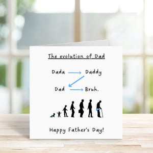Évolution de papa, carte papa amusante pour la fête des pères, cartes pour papa/papa/beau-père/grand-père/mari, meilleur papa, joyeuse fête des pères, pour enfants adolescents
