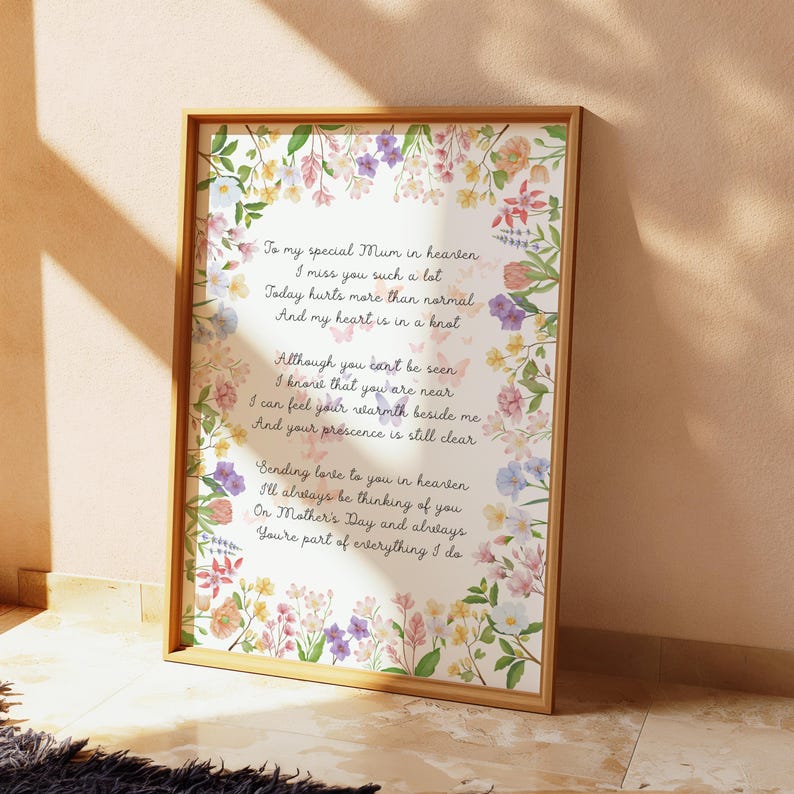 Poem Normal Day Printable Mum in Heaven Poem, Mother's Day Gift, Mothering Sunday ...