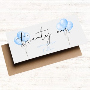 Porte-monnaie pour 21e anniversaire, carte personnalisée pour 21e anniversaire pour lui, carte-cadeau d'anniversaire important, enveloppe pour billets, fils/petit-fils/neveu