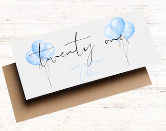 21st Birthday Money Holder Wallet, Personalised 21st Birthday Card For Him, Milestone Birthday Gift Card, Cash Envelope, Son/Grandson/Nephew