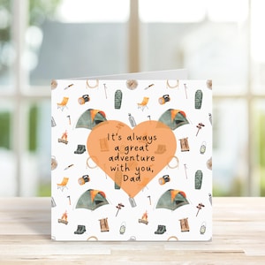 Cartes de camping pour la fête des pères, toujours une aventure avec vous, randonnée, tente, plein air papa, papa/papa/beau-père/grand-père, beau père, joyeuse fête des pères