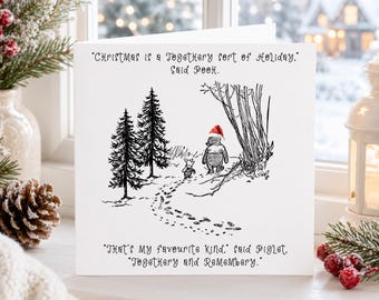 Classic Winnie the Pooh Christmas Card, Sentimental Family Greeting Cards, Merry Christmas, Seasons Greetings