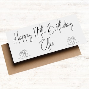 Personnalisé TOUT ÂGE 17e 18e 21e 30e anniversaire porte-monnaie, carte-cadeau en espèces, fils/fille, petit-fils/petite-fille, nièce/neveu
