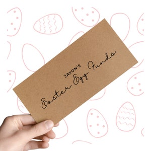 Enveloppe cadeau personnalisée avec fonds d'oeufs de Pâques, joyeuses Pâques, cadeaux pour enfants/adolescents, petits-enfants de Pâques, fils/fille/nièce/neveu
