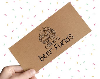 Personalised Beer Funds Cash Envelope, Birthday Drinks, Money Gift, 17th 18th 21st 30th, Celebration Money Holder Wallet, Cash Gifts For Him