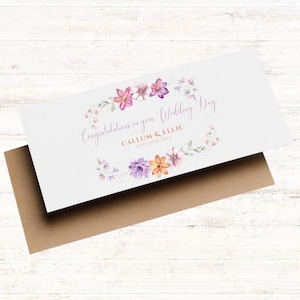 Personalised Floral Wedding Money Wallet Gift Card, Boho Wedding Card, Floral Gift Card, Wedding Present, Congratulations Card, Just Married
