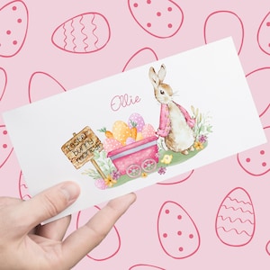 Enveloppe cadeau rose personnalisée lapin de Pâques, lapin, enfants, adolescents, petits-enfants, cadeau de Pâques en espèces, fils fille nièce neveu