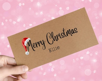 Personalised Merry Christmas Money Gift Envelope, Happy Holidays, Festive Fund, Gift Voucher, Gift Card, Gifting Ticket, Kids Cash Gift Idea