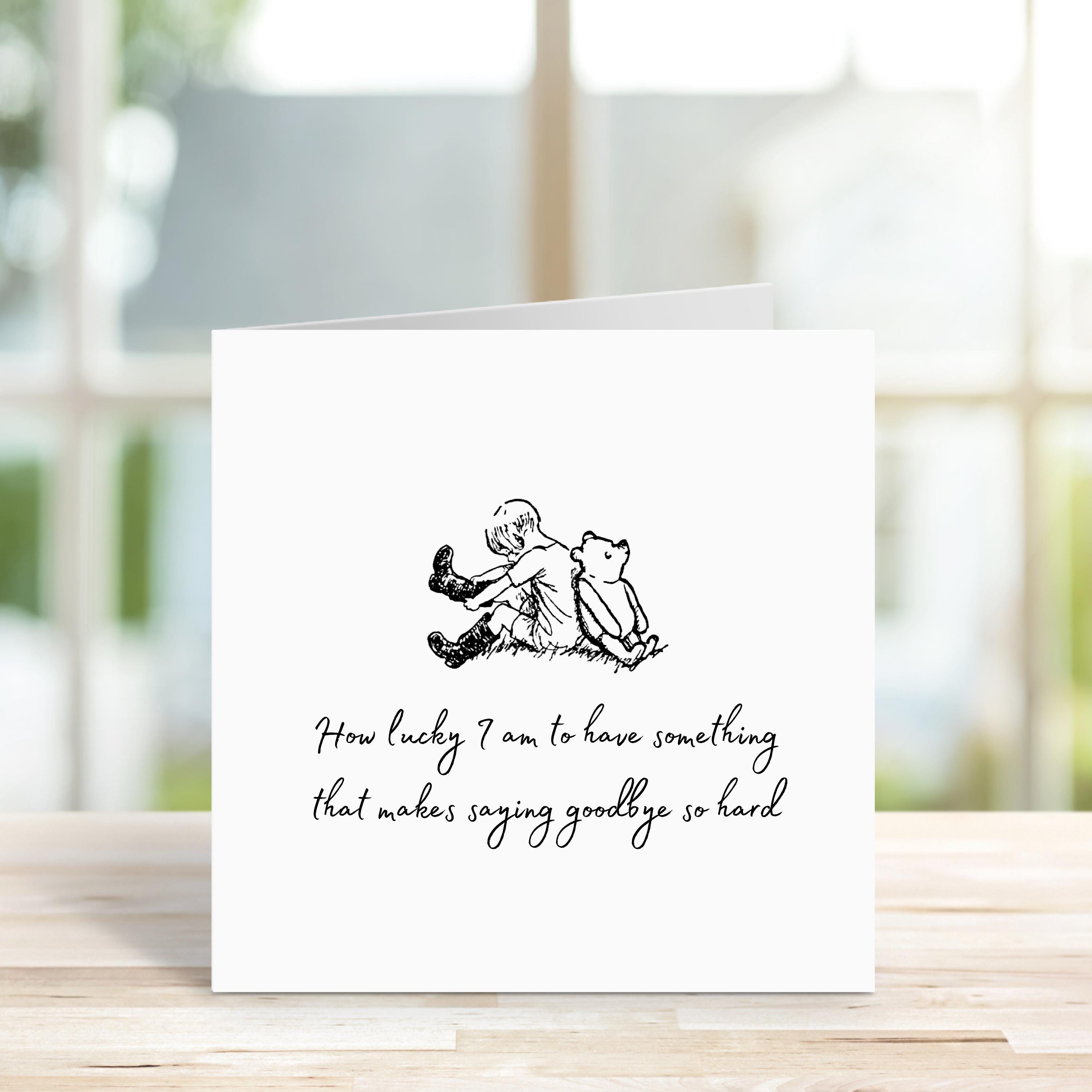 Classic Winnie the Pooh Bereavement Card, How Lucky I Am Quote