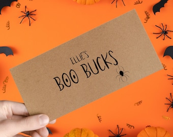Personalised Halloween Money Envelope, Boo Bucks, Fun Halloween Gifts For Kids/Teenagers, Money Holder Wallet, Gift Envelope, Ticket/Voucher