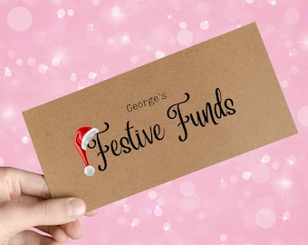 Personalised Festive Funds Christmas Cash Envelope, Christmas Money Gifting, Gift Vouchers, Gift Card, Gifting Tickets, Kids Xmas Cash Gifts