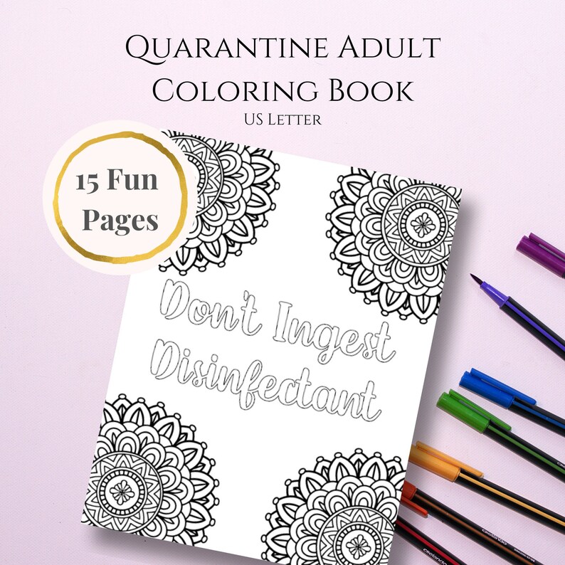 Download Quarantine Adult Coloring Book Mandala Coloring Book | Etsy