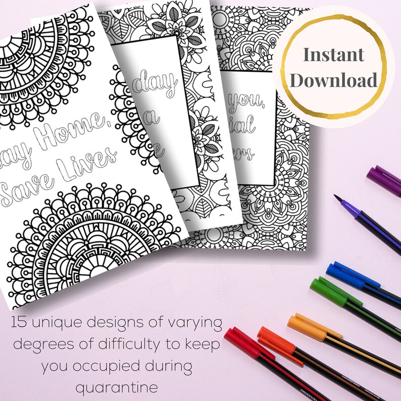 Download Quarantine Adult Coloring Book Mandala Coloring Book | Etsy