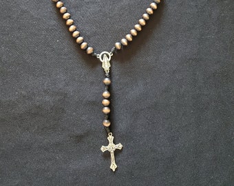 12" Wood-tone Bead and Cord Rosary