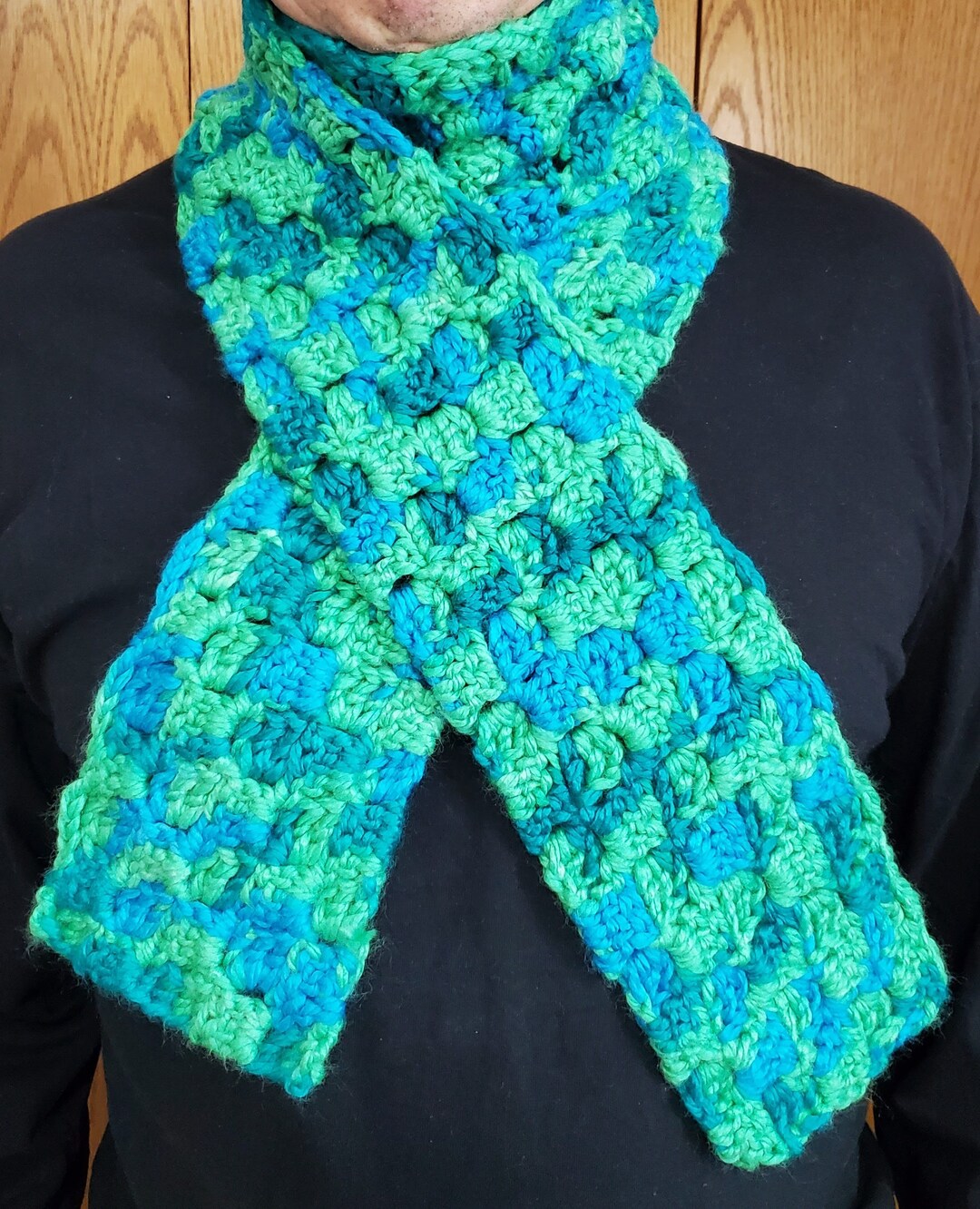 Crocheted Cornertocorner Scarf Etsy