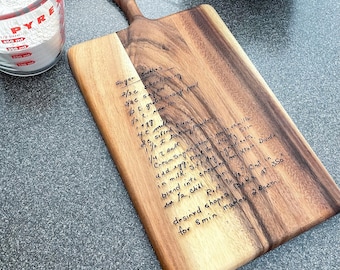 Handwritten recipe cutting board, memorial recipe transfer, custom family recipe heirloom keepsake gift, actual writing Mother’s day gift