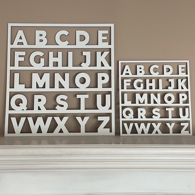 Alphabet Wall Art Nursery Wood Alphabet Decor Playroom Sign Etsy