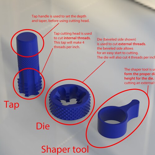 Clay Tap and Die Set 3D Printed PETG Etsy