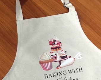 Personalised Bakers Apron Gift Baking Cake, Cup Cake made from Fair Trade Cotton