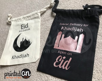 EID Gift Sacks. Personalised. Multiple sizes, Eid Present. Eid Muslim Islamic gifts Hajj Ramadhan Umrah