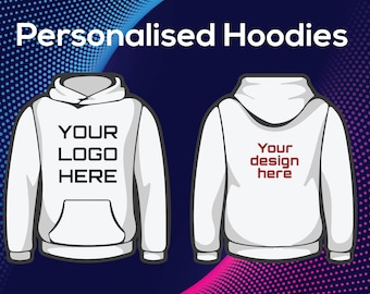 Personalised Hoodie Printed with Photos, Logos, Pictures, Text, Partys, Hen Dos, Stag Dos, Grooms Brides