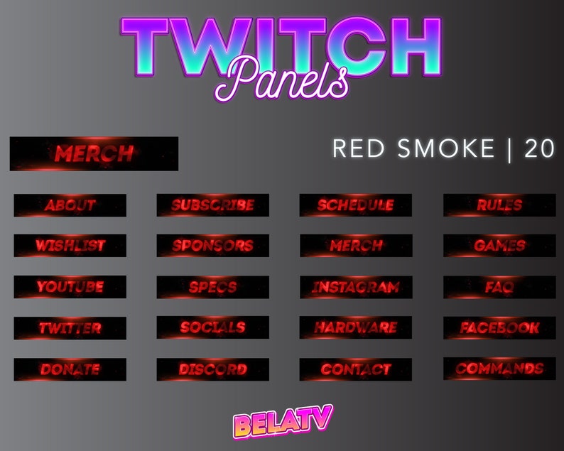 Twitch Panels Red Smoke | Etsy